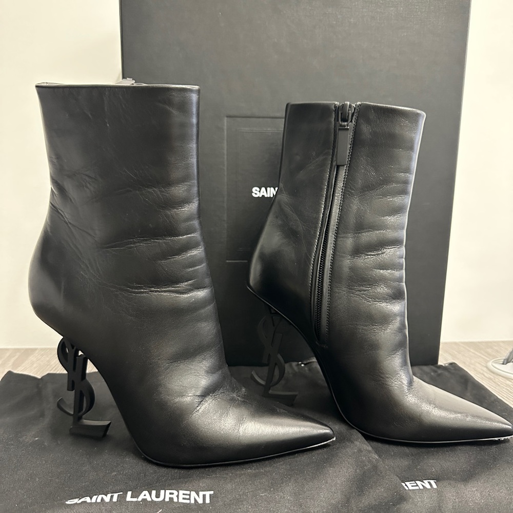 Saint Laurent opyum 110 bootie heel black Leather size 36/6